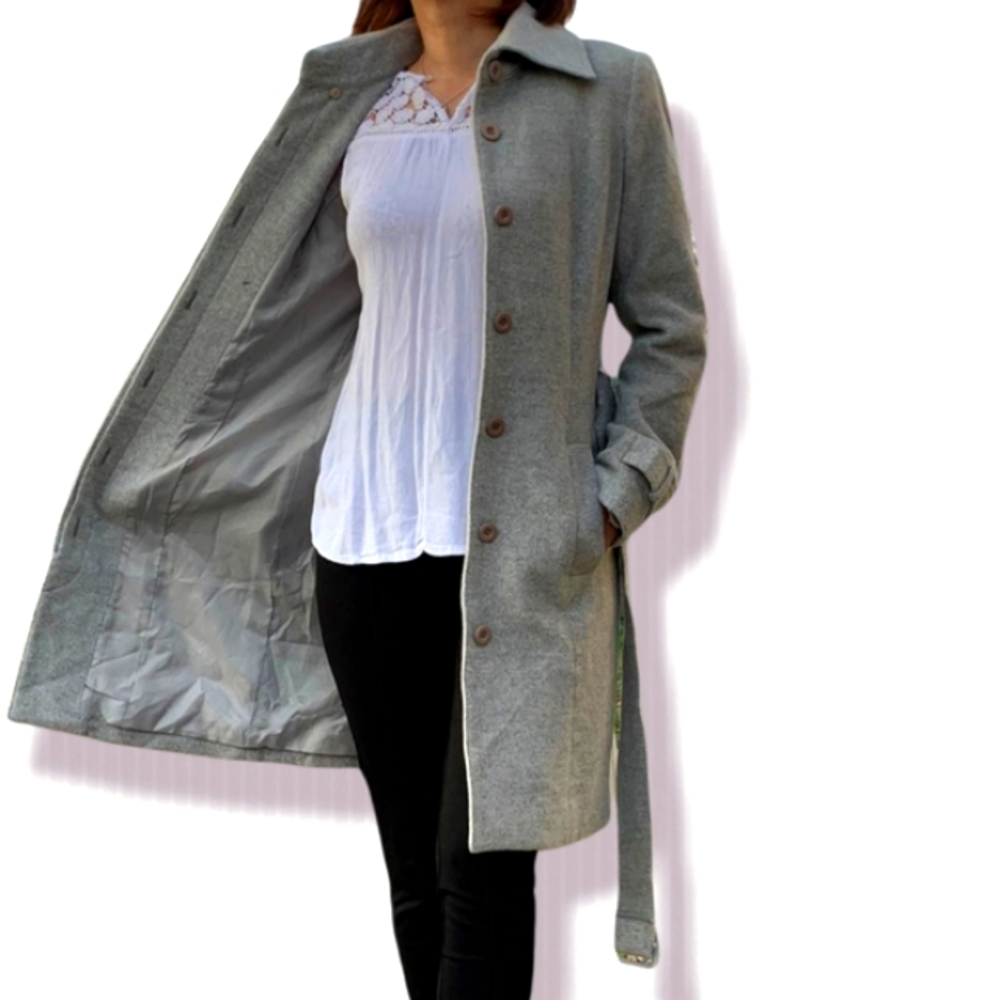 Purify. Gray trench coat. Wool. XS